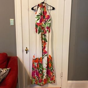 Eliza J Maxi Dress Halter Neck Flower Print Size 4